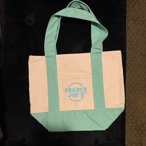 Trader Joe’s Limited Edition Mint/Blue/Cream Tote Bag